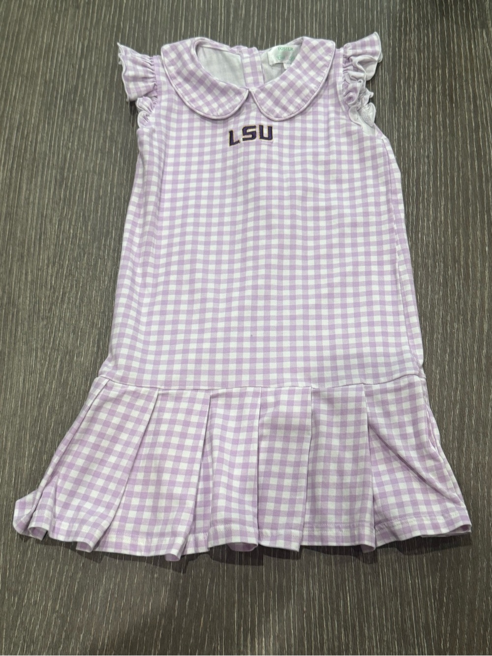 like new size 6 LSU Foster X Cecil and Lou Lavender Gingham Dress